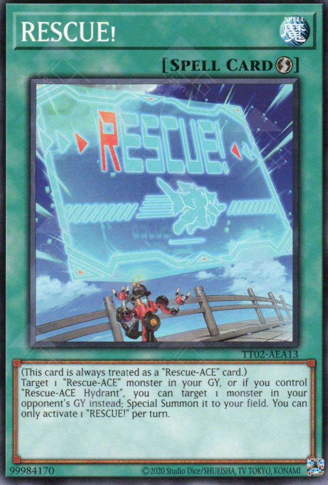 This is an image for the product RESCUE! that has a rarity of Common in the Tactical-Try Deck: Rescue-ACE with a card code of TT02-AEA13 that is available on the TEKKX Product website.