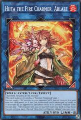 This is an image for the product Hiita the Fire Charmer, Ablaze that has a rarity of Common in the Tactical-Try Deck: Rescue-ACE with a card code of TT02-AEA30 that is available on the TEKKX Product website.