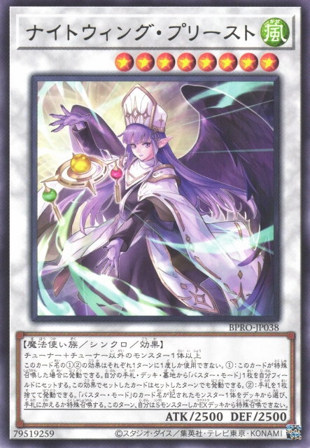 This is an image for the product Night Wing Priestess that has a rarity of Rare in the Burst Protocol with a card code of BPRO-JP038 that is available on the TEKKX Product website.