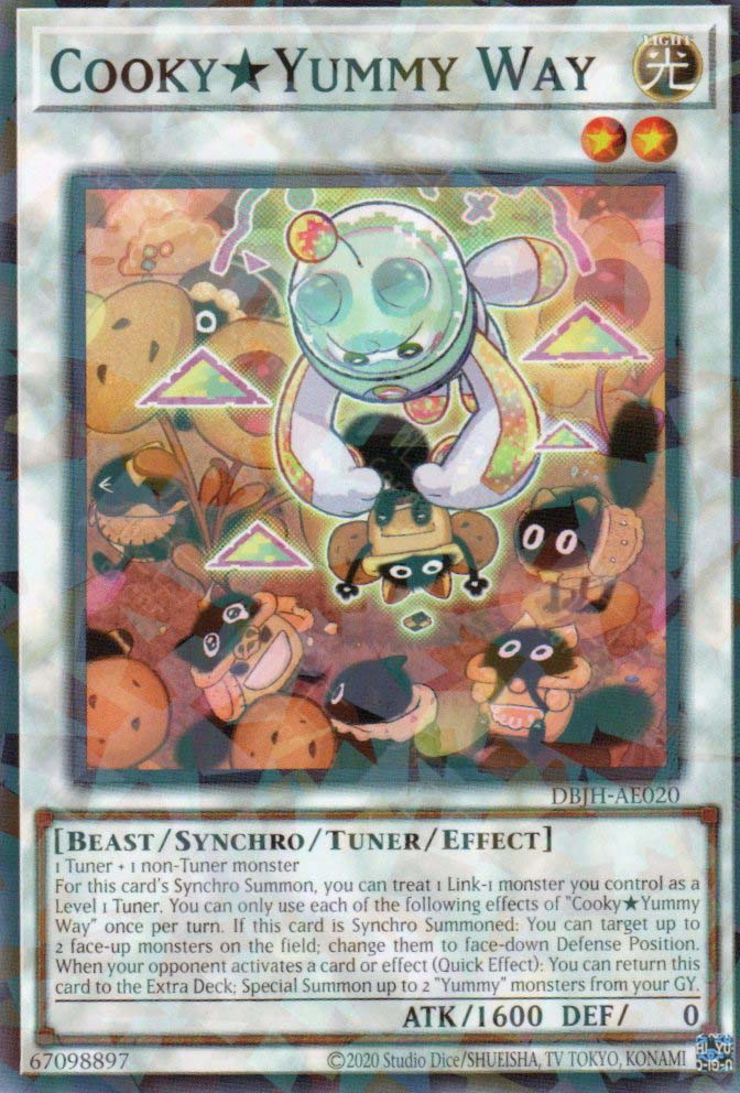 This is an image for the product Cooky★Yummy Way that has a rarity of Normal Parallel Rare in the Deck-Build Pack: Justice Hunters with a card code of DBJH-AE020 that is available on the TEKKX Product website.