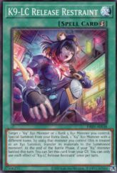 This is an image for the product K9-LC Release Restraint that has a rarity of Common in the Deck-Build Pack: Justice Hunters with a card code of DBJH-AE038 that is available on the TEKKX Product website.