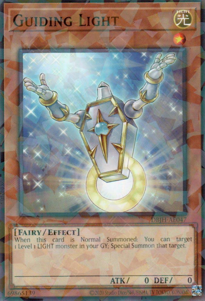 This is an image for the product Guiding Light that has a rarity of Normal Parallel Rare in the Deck-Build Pack: Justice Hunters with a card code of DBJH-AE047 that is available on the TEKKX Product website.