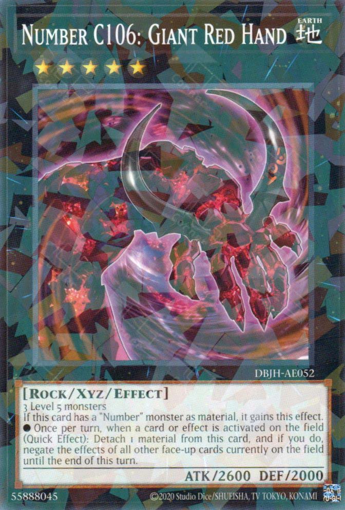 This is an image for the product Number C106: Giant Red Hand that has a rarity of Normal Parallel Rare in the Deck-Build Pack: Justice Hunters with a card code of DBJH-AE052 that is available on the TEKKX Product website.