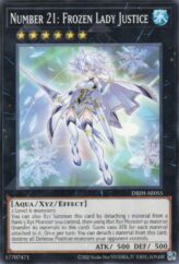 This is an image for the product Number 21: Frozen Lady Justice that has a rarity of Common in the Deck-Build Pack: Justice Hunters with a card code of DBJH-AE055 that is available on the TEKKX Product website.