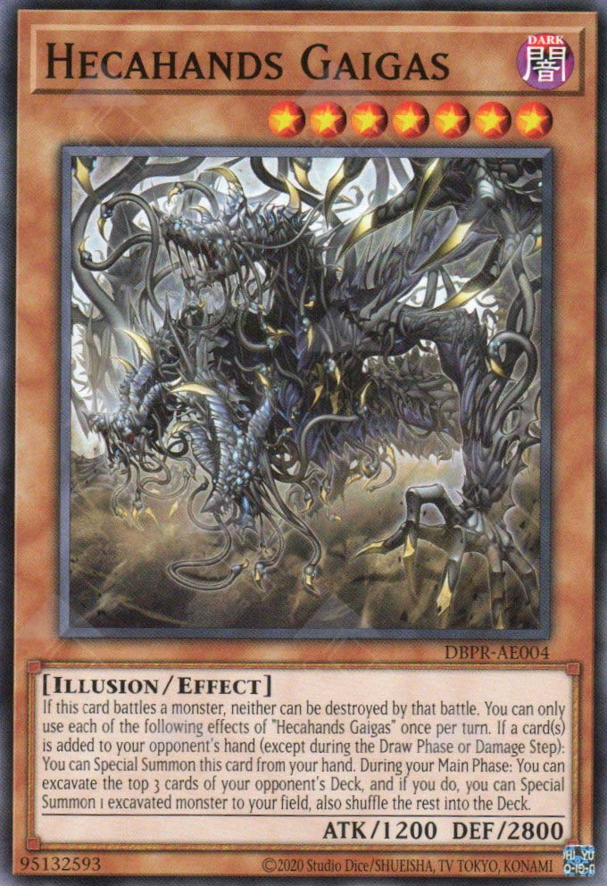 This is an image for the product Hecahands Gaigas that has a rarity of Common in the Deck-Build Pack: Phantom Revengers with a card code of DBPR-AE004 that is available on the TEKKX Product website.