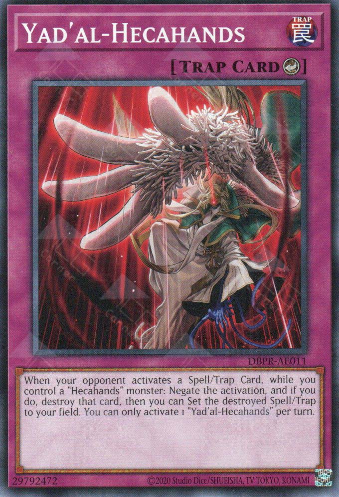 This is an image for the product Yad'al-Hecahands that has a rarity of Common in the Deck-Build Pack: Phantom Revengers with a card code of DBPR-AE011 that is available on the TEKKX Product website.