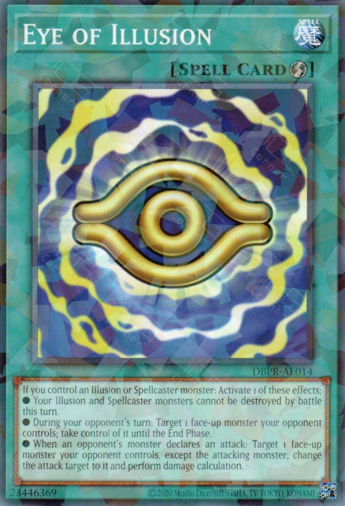 This is an image for the product Eye of Illusion that has a rarity of Normal Parallel Rare in the Deck-Build Pack: Phantom Revengers with a card code of DBPR-AE014 that is available on the TEKKX Product website.