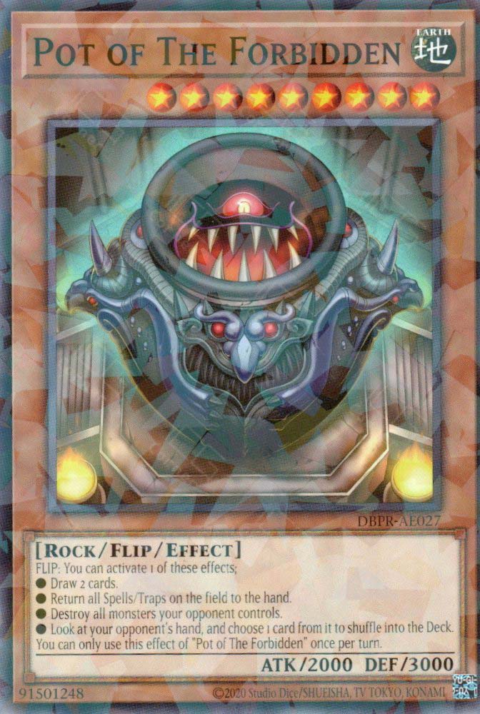 This is an image for the product Pot of The Forbidden that has a rarity of Normal Parallel Rare in the Deck-Build Pack: Phantom Revengers with a card code of DBPR-AE027 that is available on the TEKKX Product website.