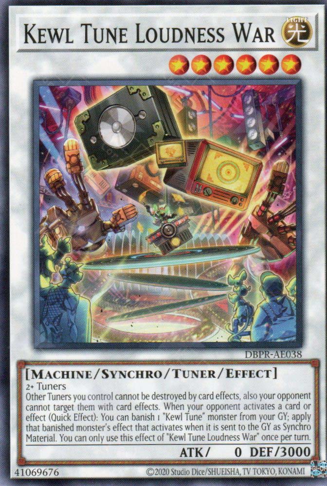 This is an image for the product Kewl Tune Loudness War that has a rarity of Common in the Deck-Build Pack: Phantom Revengers with a card code of DBPR-AE038 that is available on the TEKKX Product website.