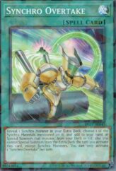This is an image for the product Synchro Overtake that has a rarity of Normal Parallel Rare in the Deck-Build Pack: Phantom Revengers with a card code of DBPR-AE045 that is available on the TEKKX Product website.