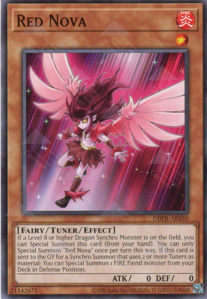 This is an image for the product Red Nova that has a rarity of Common in the Deck-Build Pack: Phantom Revengers with a card code of DBPR-AE050 that is available on the TEKKX Product website.