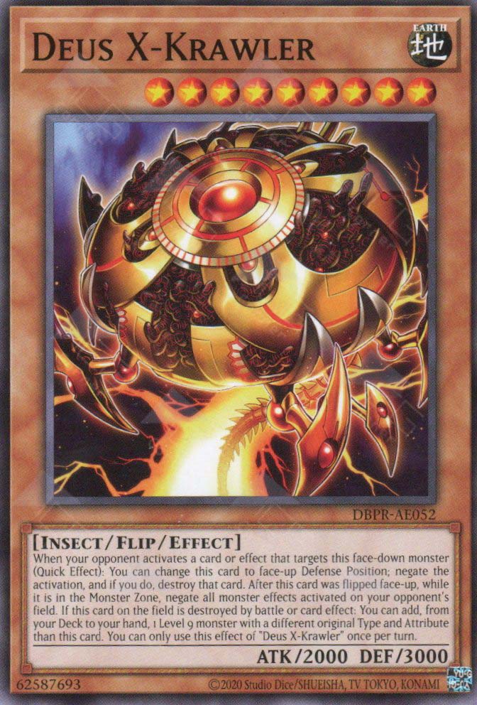 This is an image for the product Deus X-Krawler that has a rarity of Common in the Deck-Build Pack: Phantom Revengers with a card code of DBPR-AE052 that is available on the TEKKX Product website.