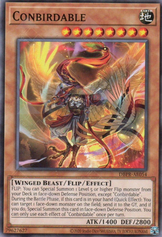 This is an image for the product Conbirdable that has a rarity of Common in the Deck-Build Pack: Phantom Revengers with a card code of DBPR-AE054 that is available on the TEKKX Product website.