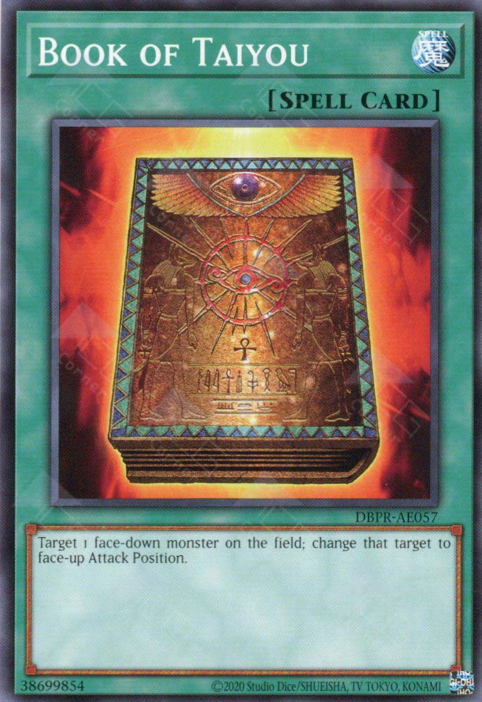 This is an image for the product Book of Taiyou that has a rarity of Common in the Deck-Build Pack: Phantom Revengers with a card code of DBPR-AE057 that is available on the TEKKX Product website.