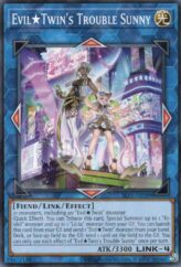 This is an image for the product Evil★Twin's Trouble Sunny that has a rarity of Common in the Selection 5: Quarter Century Edition with a card code of SLF1-AE088 that is available on the TEKKX Product website.