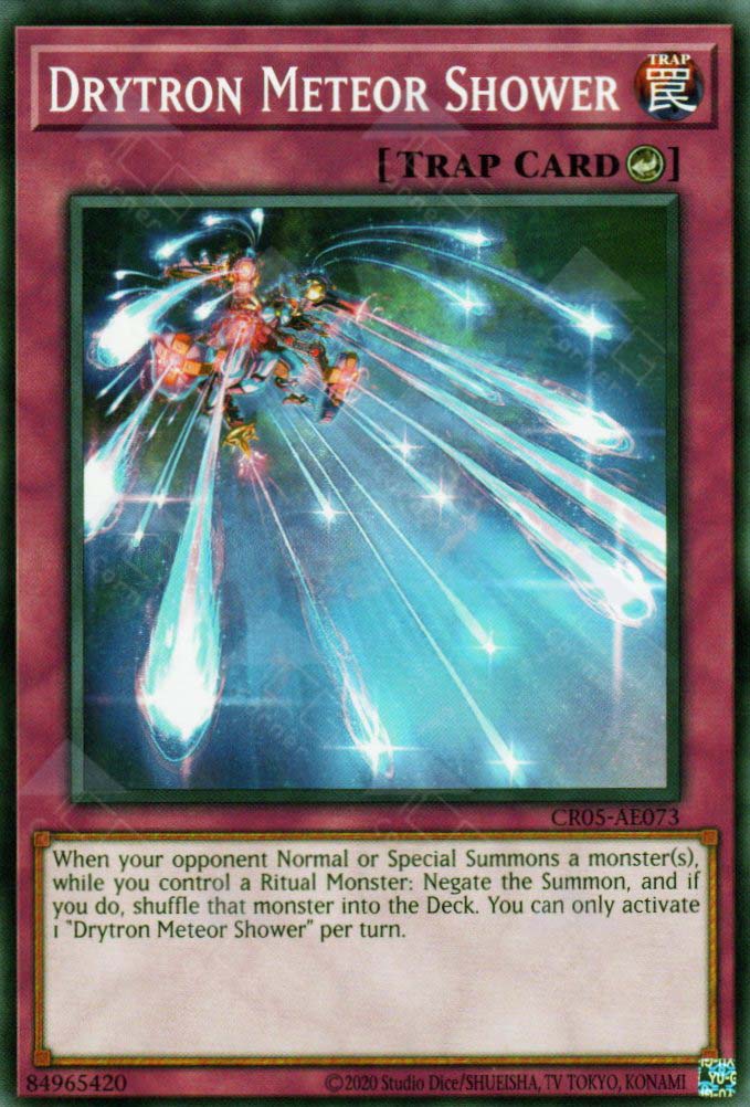 This is an image for the product Drytron Meteor Shower that has a rarity of Common in the Creation Pack 05 with a card code of CR05-AE073 that is available on the TEKKX Product website.