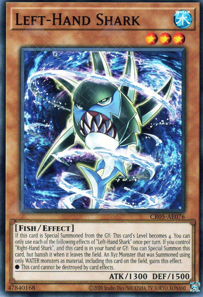 This is an image for the product Left-Hand Shark that has a rarity of Common in the Creation Pack 05 with a card code of CR05-AE076 that is available on the TEKKX Product website.