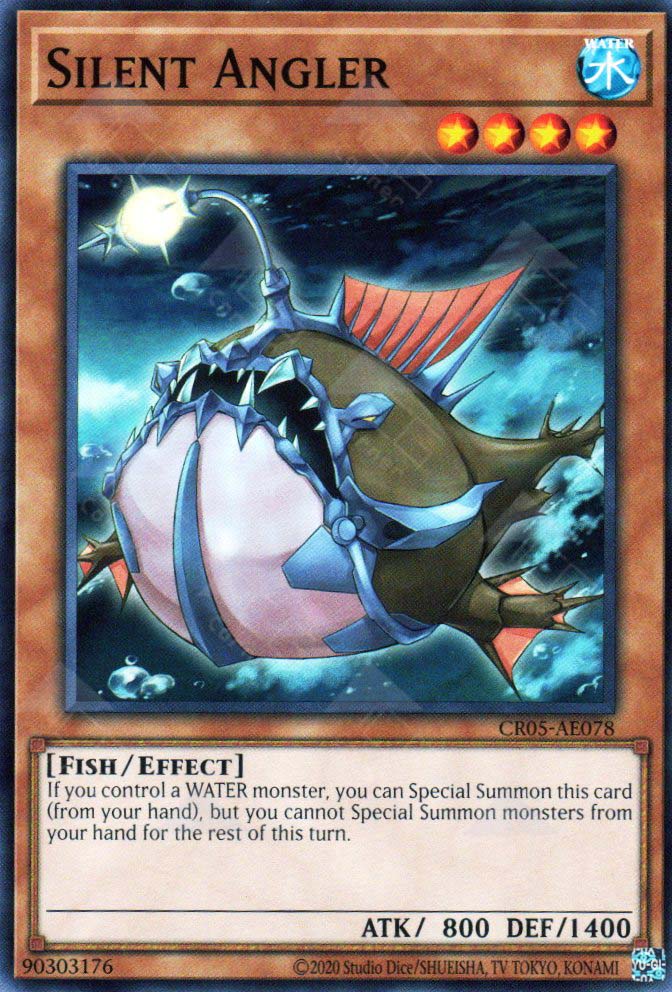 This is an image for the product Silent Angler that has a rarity of Common in the Creation Pack 05 with a card code of CR05-AE078 that is available on the TEKKX Product website.