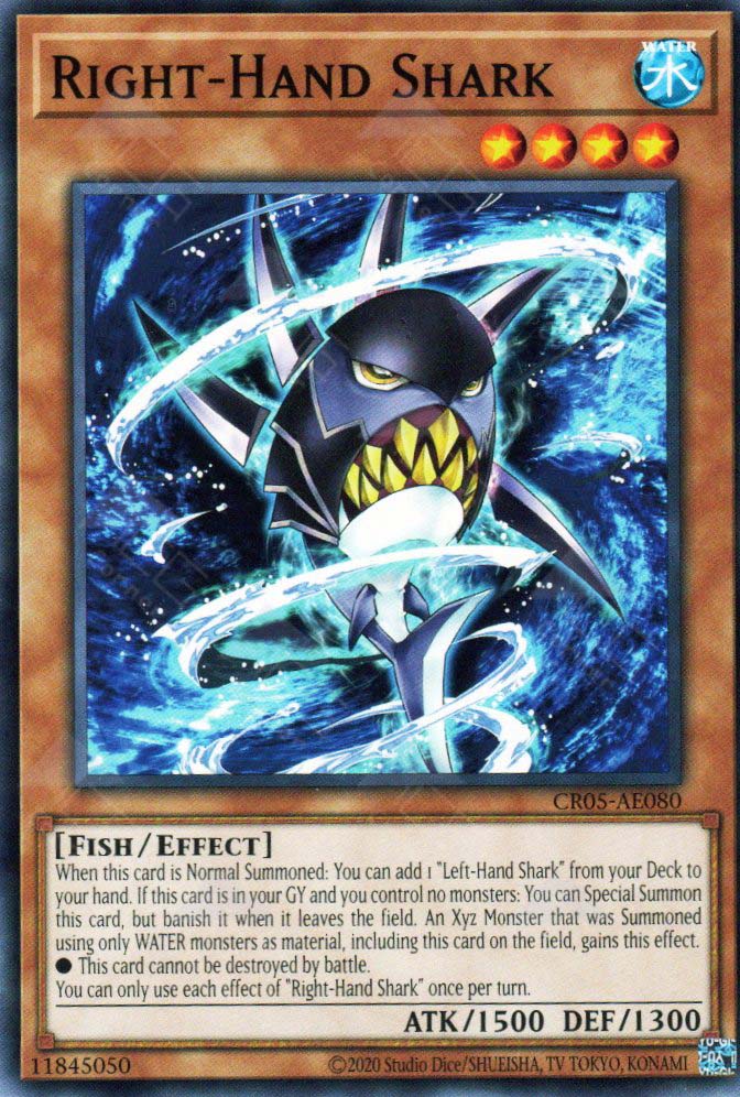 This is an image for the product Right-Hand Shark that has a rarity of Common in the Creation Pack 05 with a card code of CR05-AE080 that is available on the TEKKX Product website.