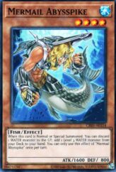 This is an image for the product Mermail Abysspike that has a rarity of Common in the Creation Pack 05 with a card code of CR05-AE114 that is available on the TEKKX Product website.
