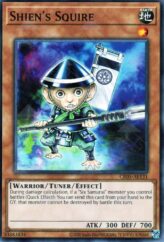 This is an image for the product Shien's Squire that has a rarity of Common in the Creation Pack 05 with a card code of CR05-AE131 that is available on the TEKKX Product website.