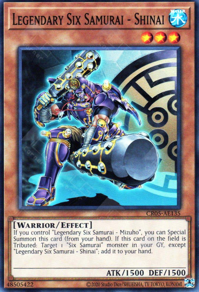 This is an image for the product Legendary Six Samurai - Shinai that has a rarity of Common in the Creation Pack 05 with a card code of CR05-AE135 that is available on the TEKKX Product website.