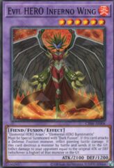 This is an image for the product Evil HERO Inferno Wing that has a rarity of Common in the Creation Pack 06 with a card code of CR06-AE006 that is available on the TEKKX Product website.