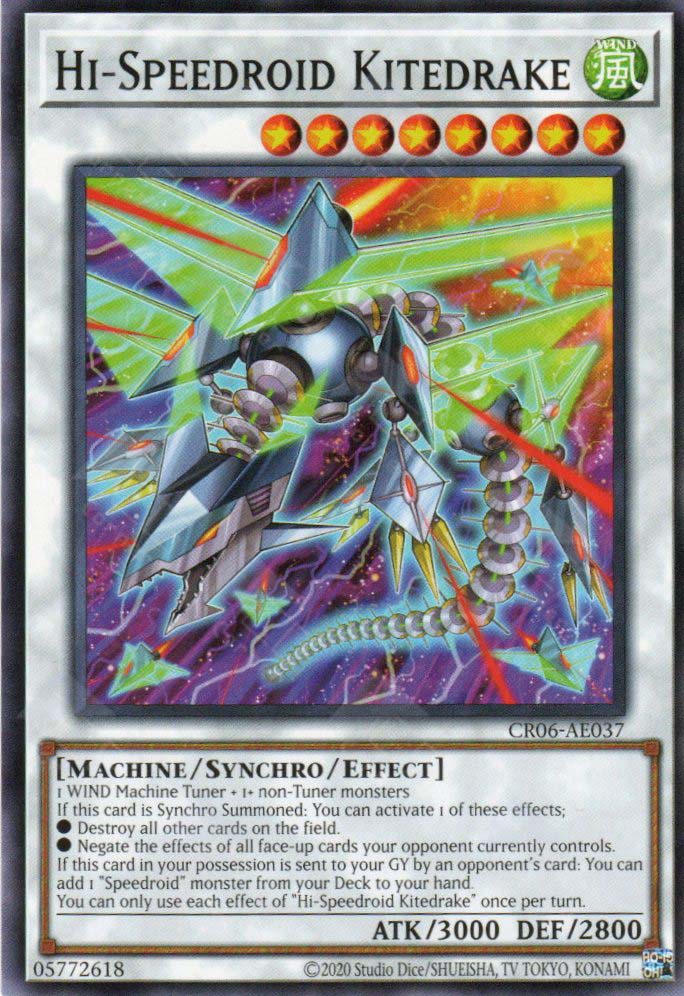 This is an image for the product Hi-Speedroid Kitedrake that has a rarity of Common in the Creation Pack 06 with a card code of CR06-AE037 that is available on the TEKKX Product website.