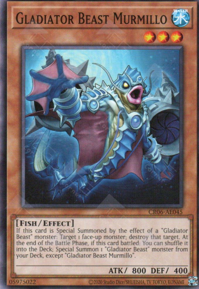 This is an image for the product Gladiator Beast Murmillo that has a rarity of Common in the Creation Pack 06 with a card code of CR06-AE045 that is available on the TEKKX Product website.