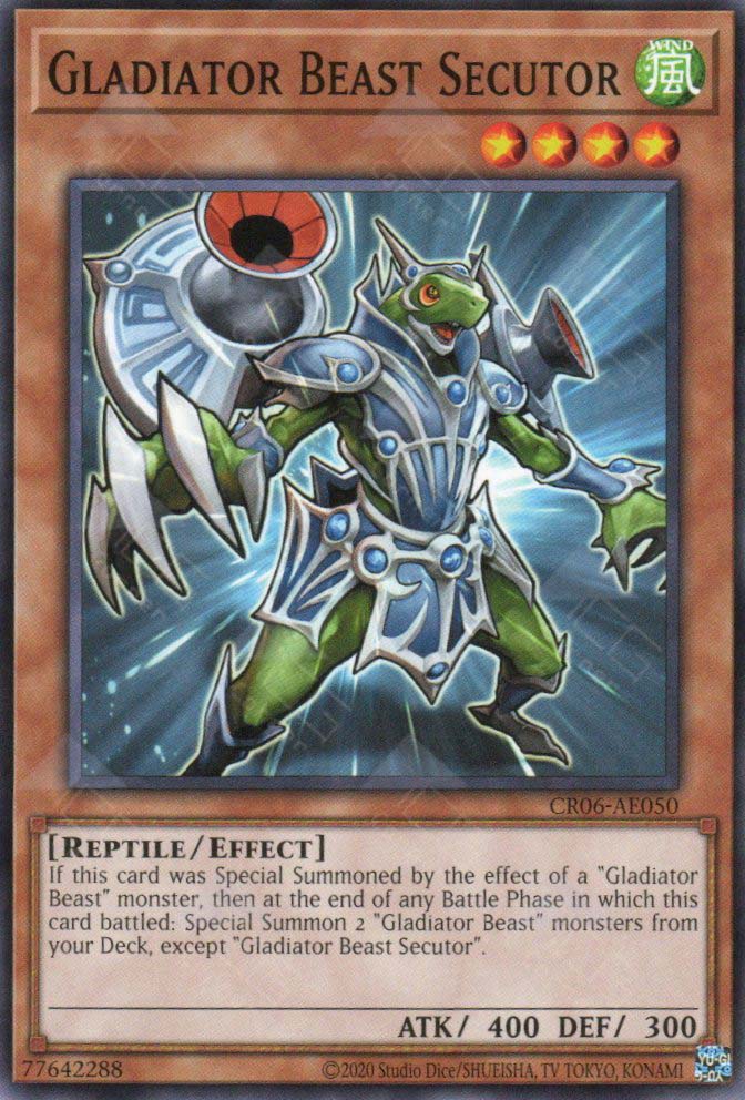 This is an image for the product Gladiator Beast Secutor that has a rarity of Common in the Creation Pack 06 with a card code of CR06-AE050 that is available on the TEKKX Product website.
