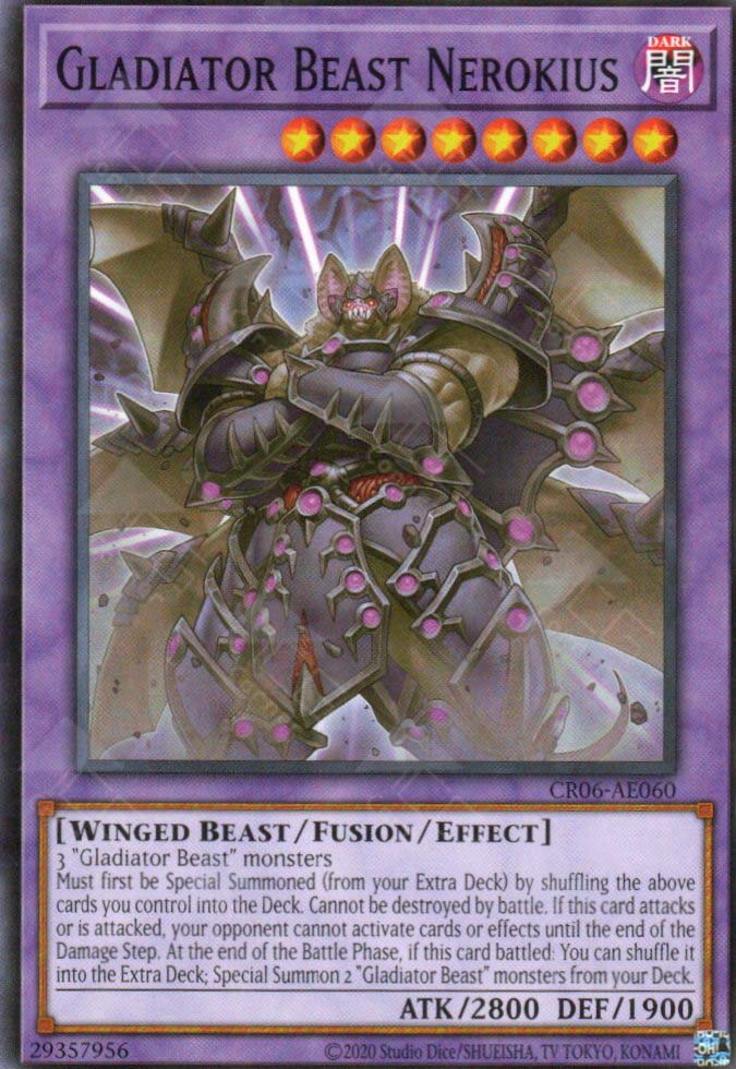 This is an image for the product Gladiator Beast Nerokius that has a rarity of Common in the Creation Pack 06 with a card code of CR06-AE060 that is available on the TEKKX Product website.