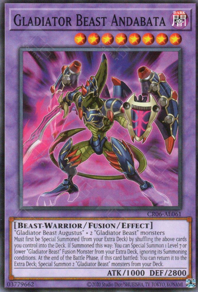 This is an image for the product Gladiator Beast Andabata that has a rarity of Common in the Creation Pack 06 with a card code of CR06-AE061 that is available on the TEKKX Product website.