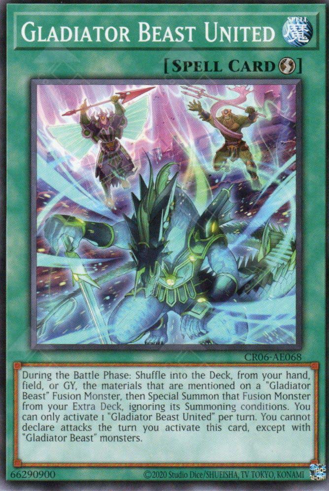 This is an image for the product Gladiator Beast United that has a rarity of Common in the Creation Pack 06 with a card code of CR06-AE068 that is available on the TEKKX Product website.