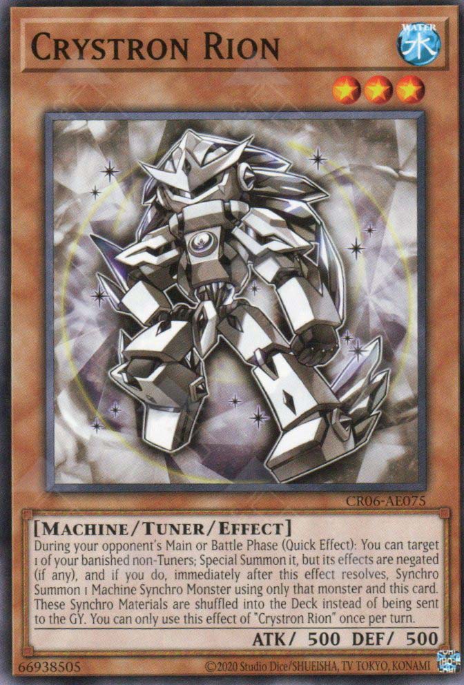 This is an image for the product Crystron Rion that has a rarity of Common in the Creation Pack 06 with a card code of CR06-AE075 that is available on the TEKKX Product website.