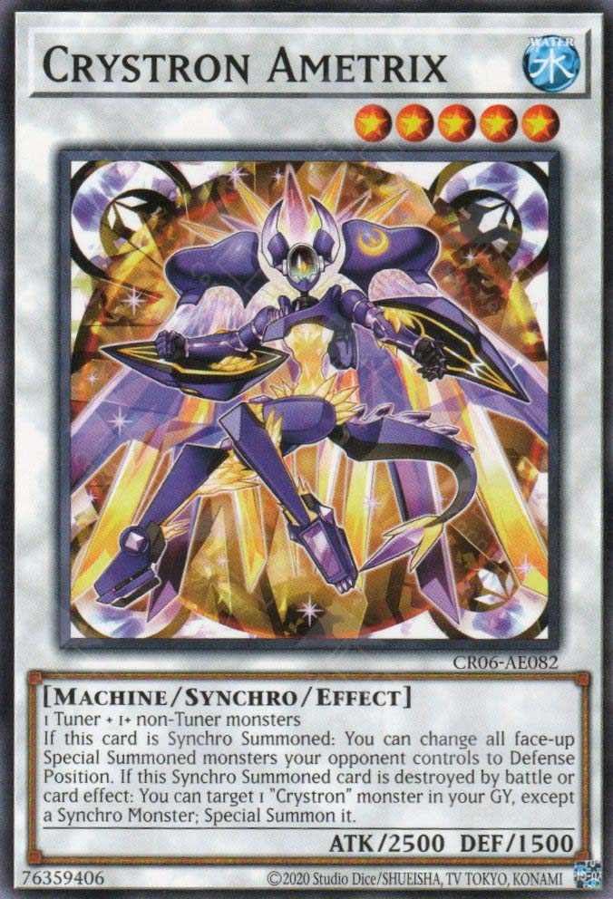 This is an image for the product Crystron Ametrix that has a rarity of Common in the Creation Pack 06 with a card code of CR06-AE082 that is available on the TEKKX Product website.