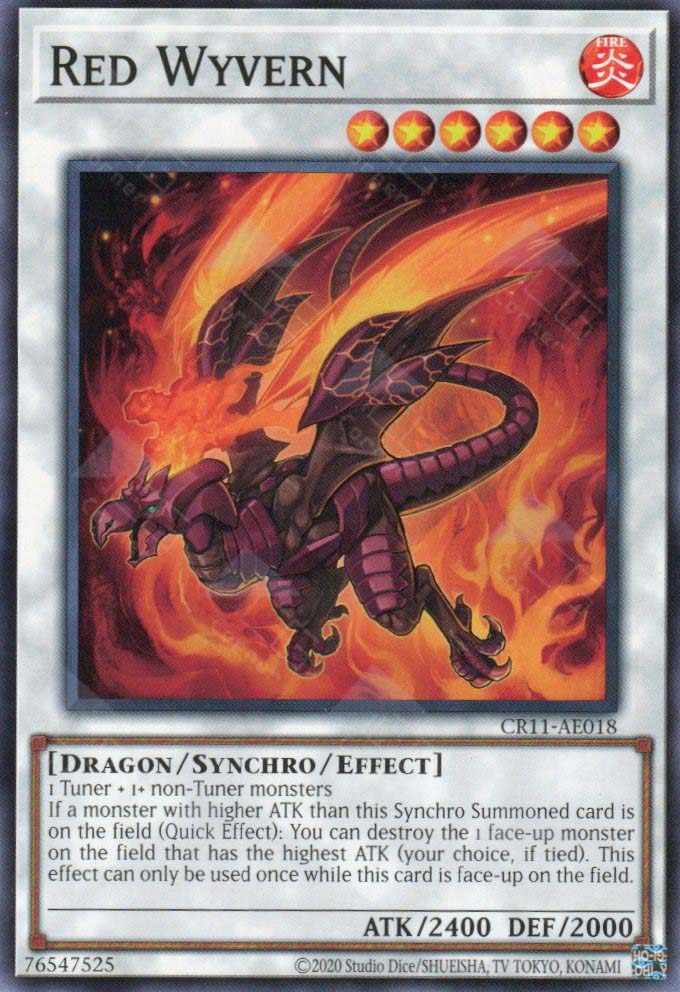 This is an image for the product Red Wyvern that has a rarity of Common in the Creation Pack 11 with a card code of CR11-AE018 that is available on the TEKKX Product website.