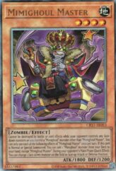 This is an image for the product Mimighoul Master that has a rarity of Ultimate Rare in the Creation Pack 11 with a card code of CR11-AE053 that is available on the TEKKX Product website.