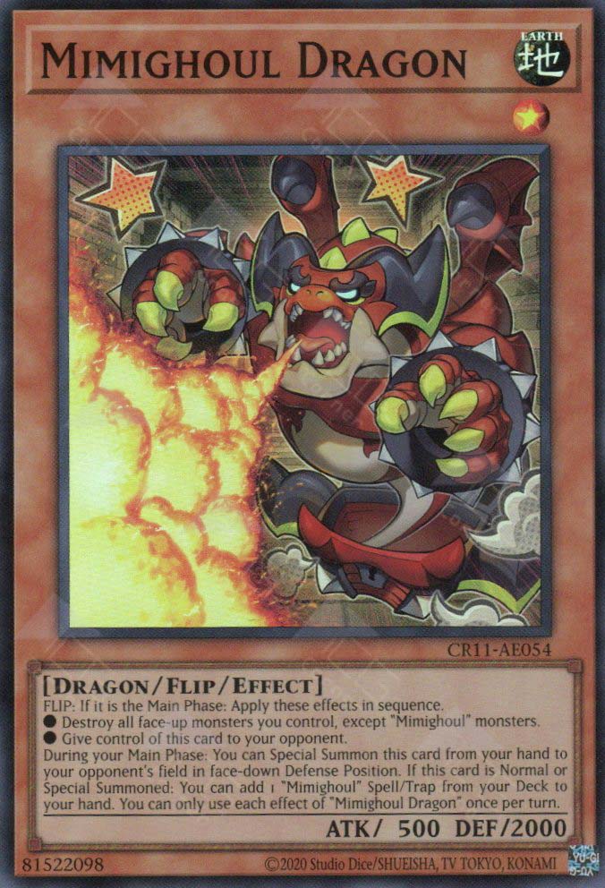 This is an image for the product Mimighoul Dragon that has a rarity of Super Rare in the Creation Pack 11 with a card code of CR11-AE054 that is available on the TEKKX Product website.