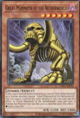 This is an image for the product Great Mammoth of the Netherworld that has a rarity of Common in the Creation Pack 11 with a card code of CR11-AE070 that is available on the TEKKX Product website.