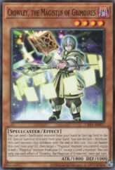 This is an image for the product Crowley, the Magistus of Grimoires that has a rarity of Common in the Creation Pack 11 with a card code of CR11-AE077 that is available on the TEKKX Product website.