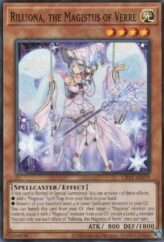 This is an image for the product Rilliona, the Magistus of Verre that has a rarity of Common in the Creation Pack 11 with a card code of CR11-AE079 that is available on the TEKKX Product website.