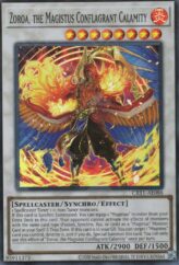 This is an image for the product Zoroa, the Magistus Conflagrant Calamity that has a rarity of Super Rare in the Creation Pack 11 with a card code of CR11-AE088 that is available on the TEKKX Product website.