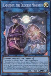 This is an image for the product Endymion, the Crescent Magistus that has a rarity of Super Rare in the Creation Pack 11 with a card code of CR11-AE091 that is available on the TEKKX Product website.
