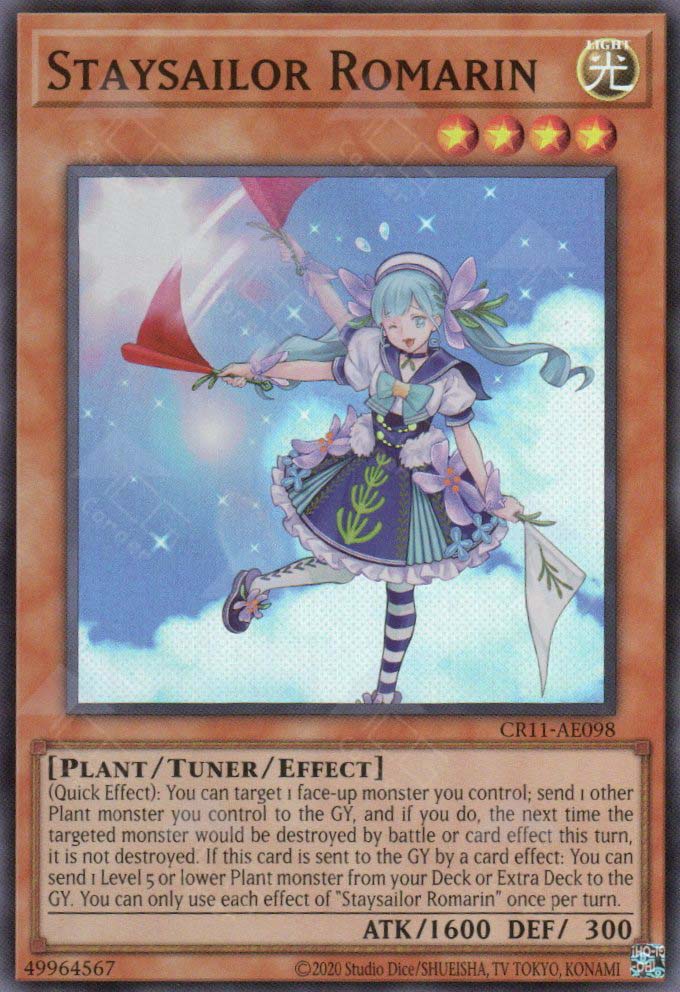 This is an image for the product Staysailor Romarin that has a rarity of Super Rare in the Creation Pack 11 with a card code of CR11-AE098 that is available on the TEKKX Product website.