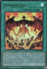 This is an image for the product Crimson Gaia that has a rarity of Ultra Rare in the Creation Pack 11 +1 Bonus Pack with a card code of CR11-AES09 that is available on the TEKKX Product website.