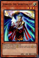 This is an image for the product Jowgen the Spiritualist that has a rarity of Ultra Rare in the Essential Selection 02 with a card code of ES02-AE001 that is available on the TEKKX Product website.