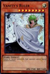 This is an image for the product Vanity's Ruler that has a rarity of Ultra Rare in the Essential Selection 02 with a card code of ES02-AE003 that is available on the TEKKX Product website.