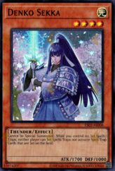 This is an image for the product Denko Sekka that has a rarity of Ultra Rare in the Essential Selection 02 with a card code of ES02-AE008 that is available on the TEKKX Product website.