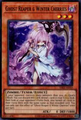 This is an image for the product Ghost Reaper & Winter Cherries that has a rarity of Ultra Rare in the Essential Selection 02 with a card code of ES02-AE010 that is available on the TEKKX Product website.
