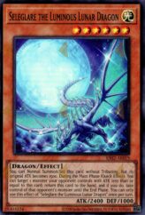 This is an image for the product Seleglare the Luminous Lunar Dragon that has a rarity of Super Rare in the Essential Selection 02 with a card code of ES02-AE019 that is available on the TEKKX Product website.